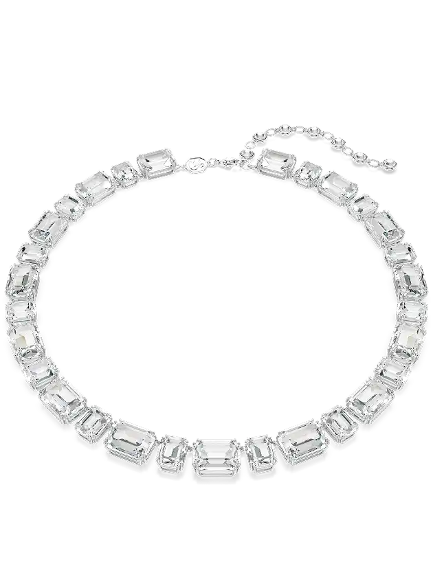 Millenia necklace<br />Octagon cut, White, Rhodium plated