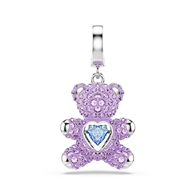 Idyllia charm, Mixed cuts, Teddy, Purple, Rhodium plated
