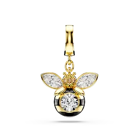 Idyllia charm, Mixed cuts, Bee, Multicolored, Gold-tone plated