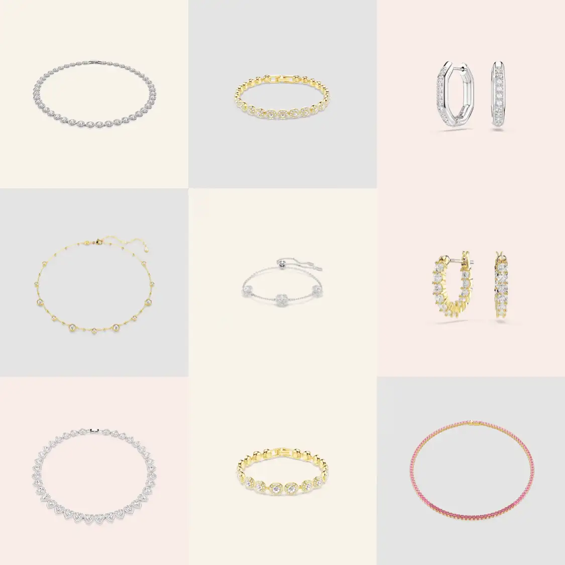 Swarovski bracelets and necklaces for carrying charms