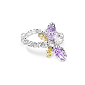 Ariana Grande x Swarovski motif ring, Mixed cuts, Dragonfly, Multicolored, Rhodium plated