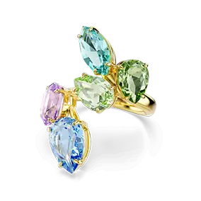 Gema cocktail ring, Mixed cuts, Multicolored, Gold-tone plated