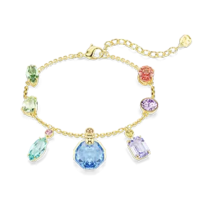 Gema bracelet, Mixed cuts, Multicolored, Gold-tone plated <br />