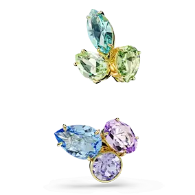 Gema ear cuffs, Asymmetrical design, Mixed cuts, Multicolored, Gold-tone plated <br />