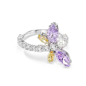 Ariana Grande x Swarovski motif ring, Mixed cuts, Dragonfly, Multicolored, Rhodium plated
