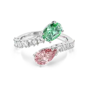 Ariana Grande x Swarovski open ring, Mixed cuts, Multicolored, Rhodium plated