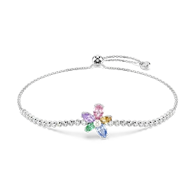 Ariana Grande x Swarovski bracelet, Mixed cuts, Flower, Multicolored, Rhodium plated