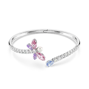 Ariana Grande x Swarovski bangle, Mixed cuts, Dragonfly, Multicolored, Rhodium plated