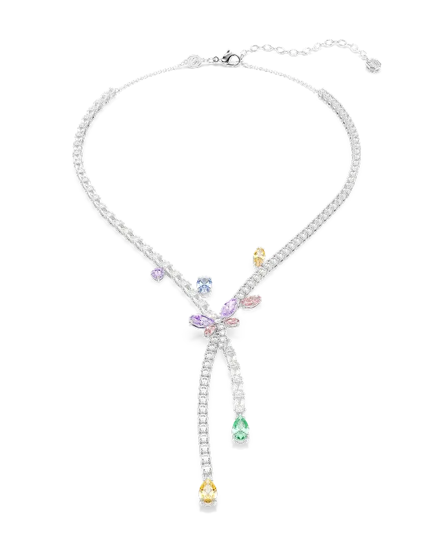 Ariana Grande x Swarovski necklace, Mixed cuts, Dragonfly, Multicolored, Rhodium plated