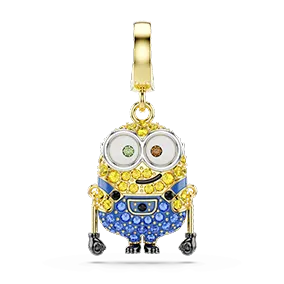 Minions Bob charm, Pavé, Multicolored, Gold-tone plated