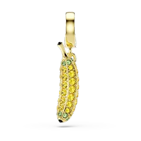 Minions Banana charm, Pavé, Yellow, Gold-tone plated