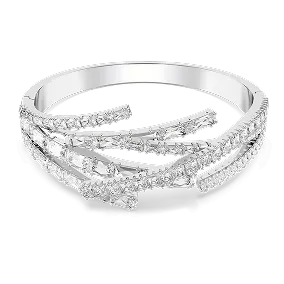 Matrix bangle, Mixed cuts, White, Rhodium plated