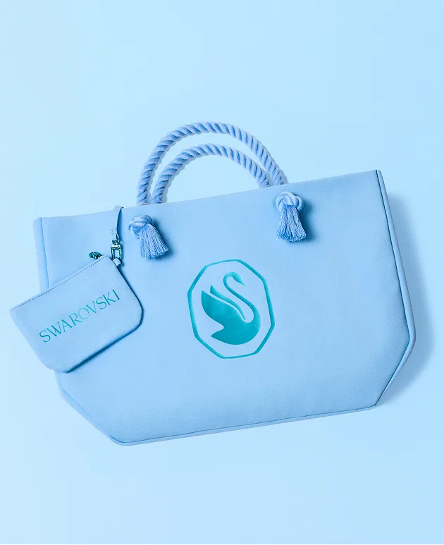 Swarovski blue tote and matching pouch