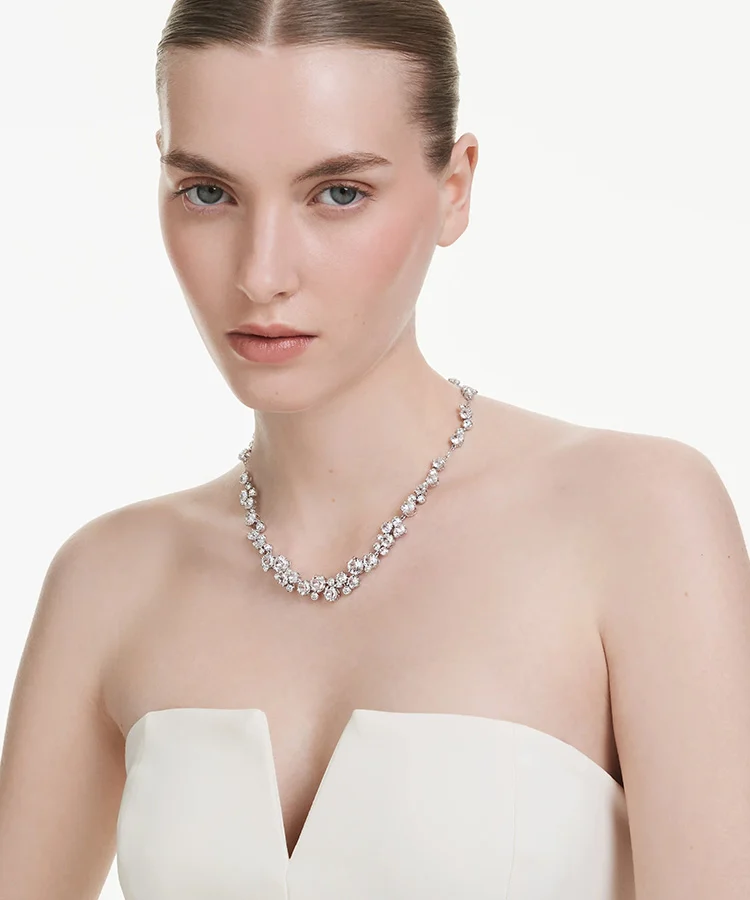 Model wearing Swarovski Constella necklace