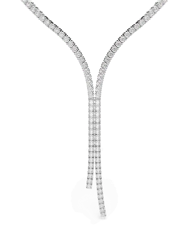 Matrix Y necklace, Round cut, White, Rhodium plated