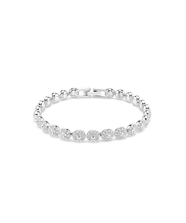 Una Angelic bracelet, Round cut, Small, White, Rhodium plated