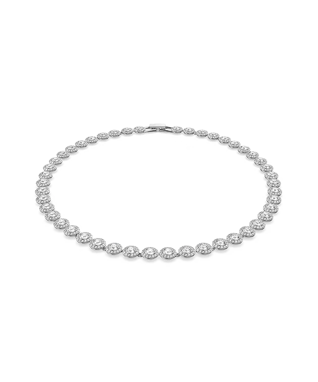 Una Angelic necklace, Round cut, Medium, White, Rhodium plated