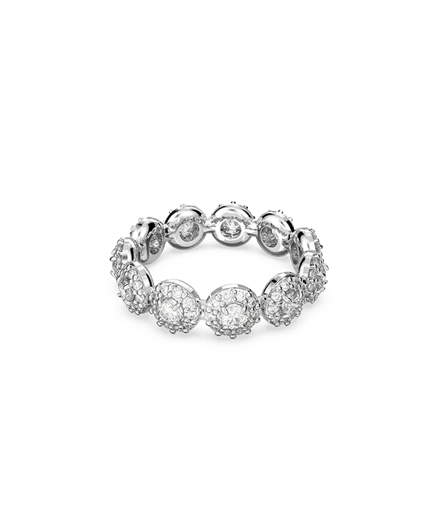Una Angelic ring, Round cut, White, Rhodium plated