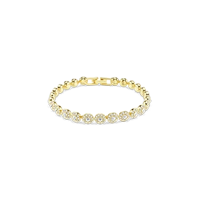 Una Angelic bracelet, Round cut, Pavé, Medium, White, Gold-tone plated