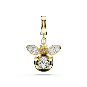 Idyllia charm, Mixed cuts, Bee, Multicolored, Gold-tone plated