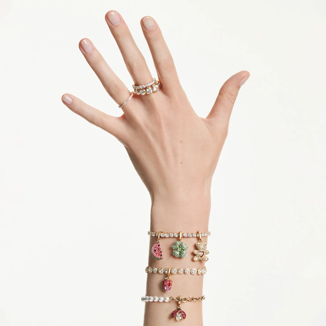 Swarovski charms on bracelets