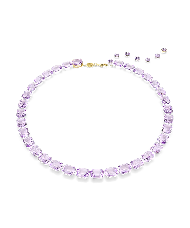 Millenia necklace, Octagon cut, Purple, Gold-tone plated