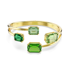 Millenia bangle, Octagon cut, Green, Gold-tone plated