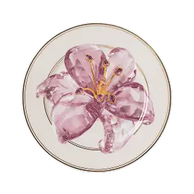 Idyllia bread plate, Porcelain, Crystal print motif, Lily, Purple