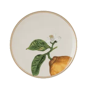 Idyllia plate, Porcelain, Crystal print motif, Lemon, Beige