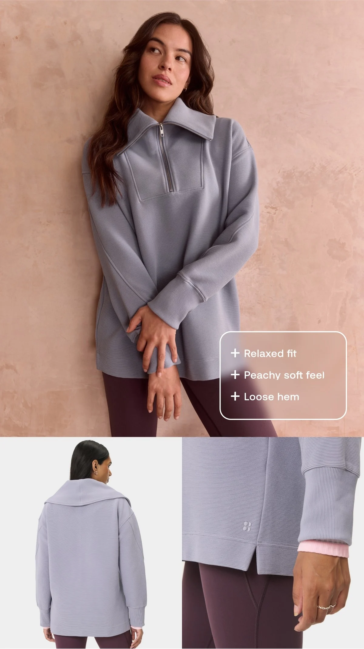 Peaceful Rib Half Zip Sweatshirt