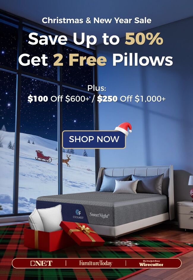 sweetnight christmas mattress sale up to 50% off plus 2 free pillows