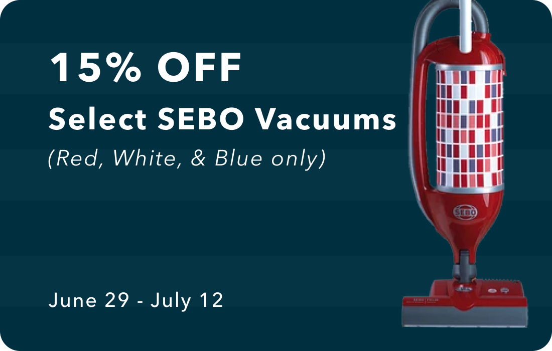 15% Off Red, White, and Blue SEBO Vacuums
