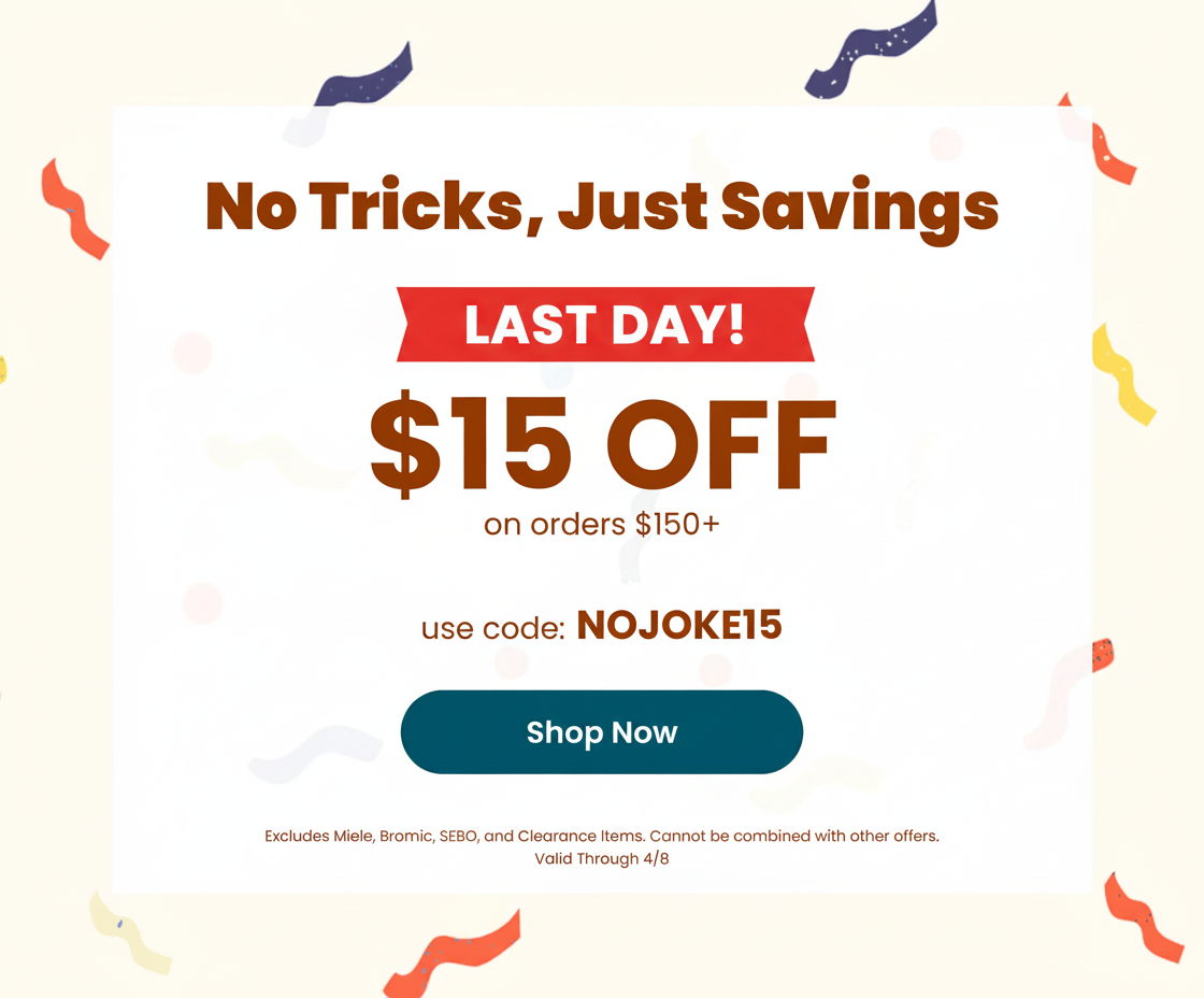 $15 off orders $150+ with code NOJOKE15, last day.
