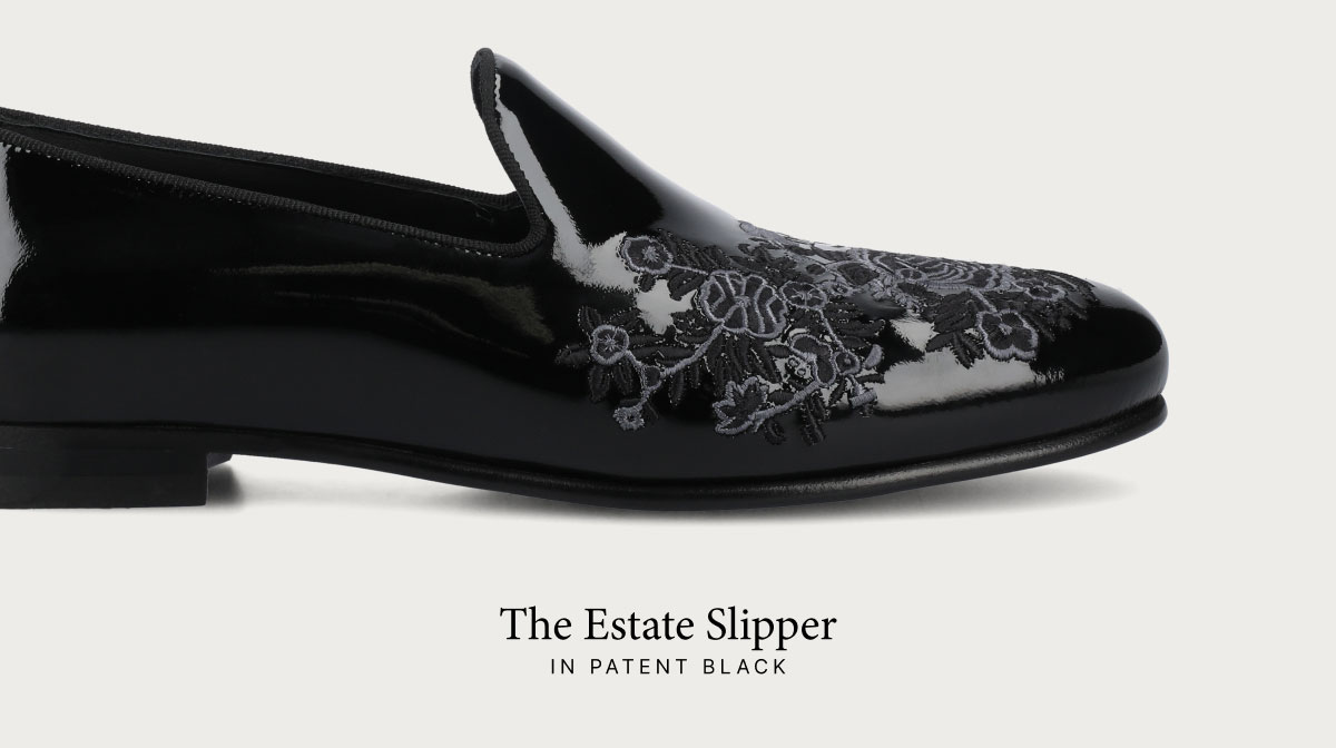 The Estate Slipper in Patent Black 
