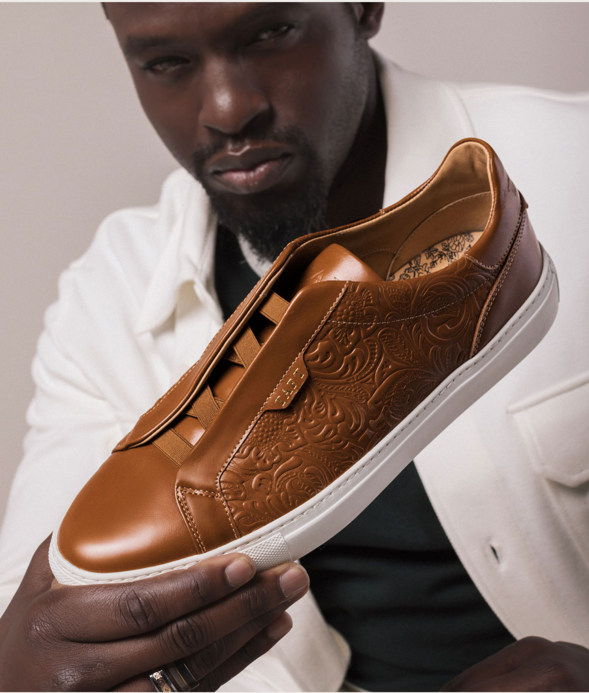 The James Sneaker in Tan Floral