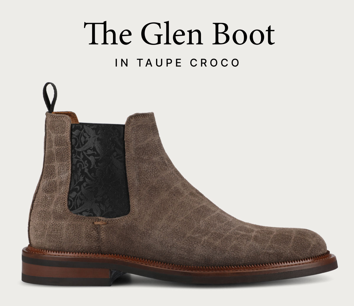 The Glen Boot in Taupe Croco