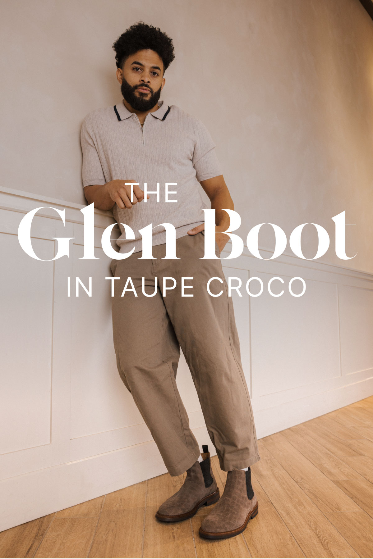 The Glen Boot in Taupe Croco