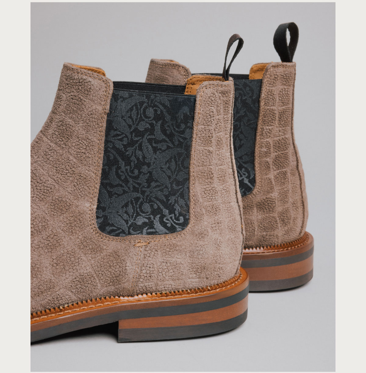 The Glen Boot in Taupe Croco