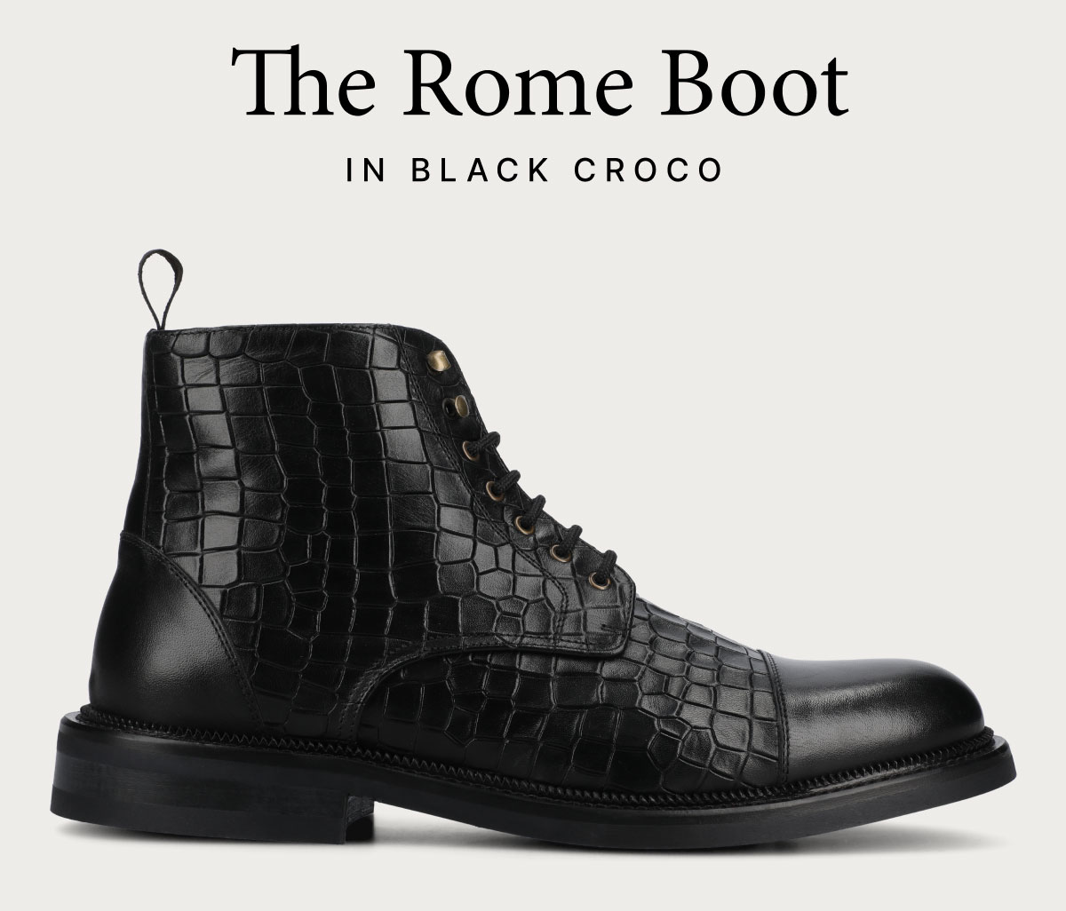 The Rome Boot in Black Croco