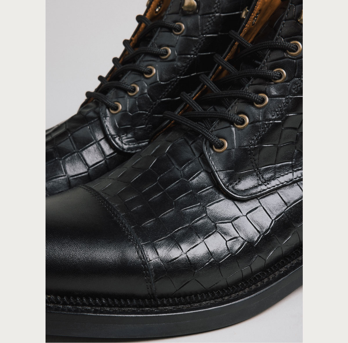 The Rome Boot in Black Croco