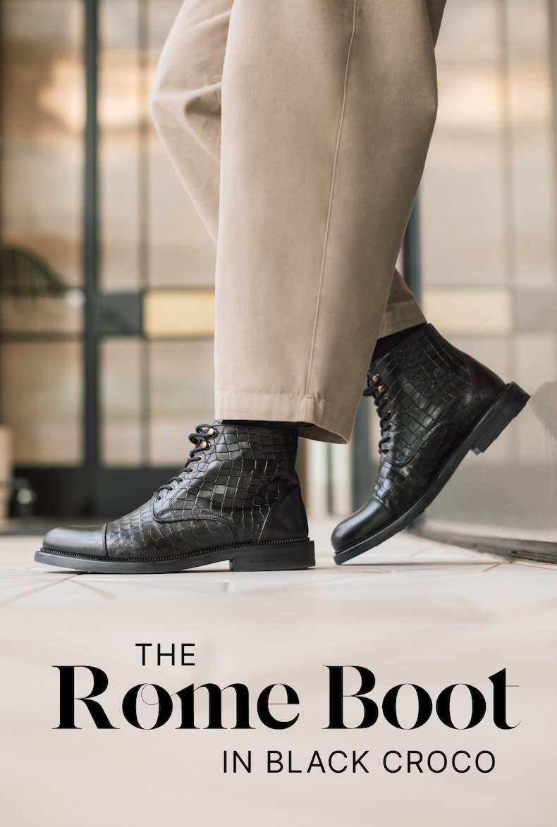 The Rome Boot in Black Croco