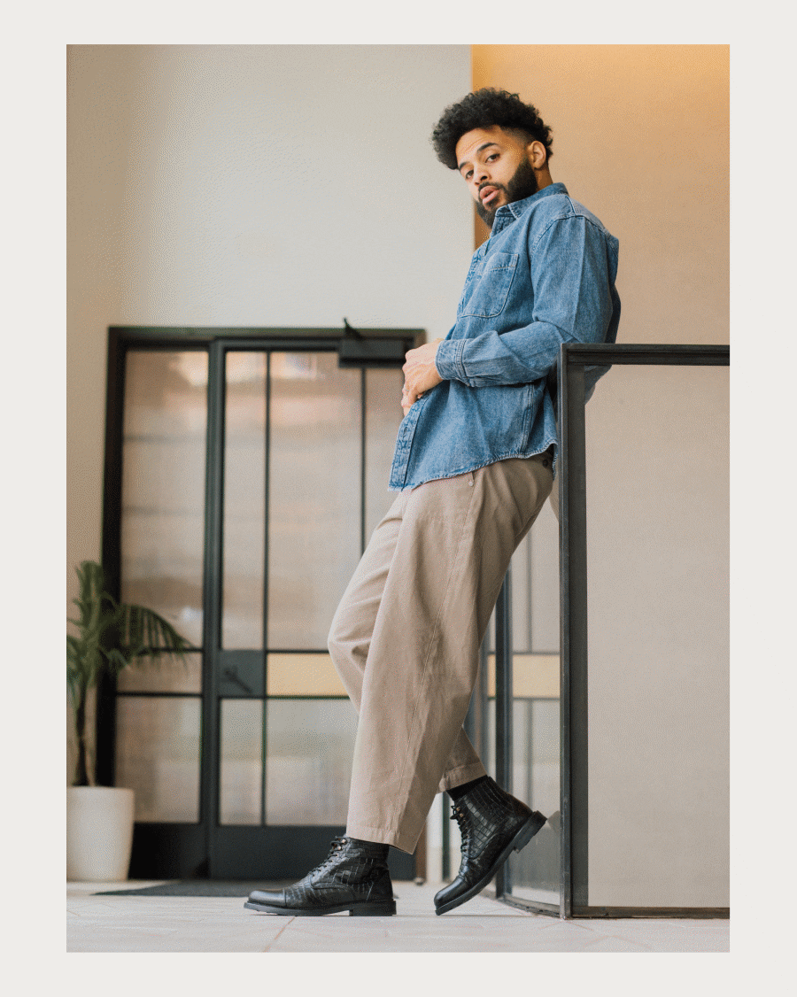 The Rome Boot in Black Croco