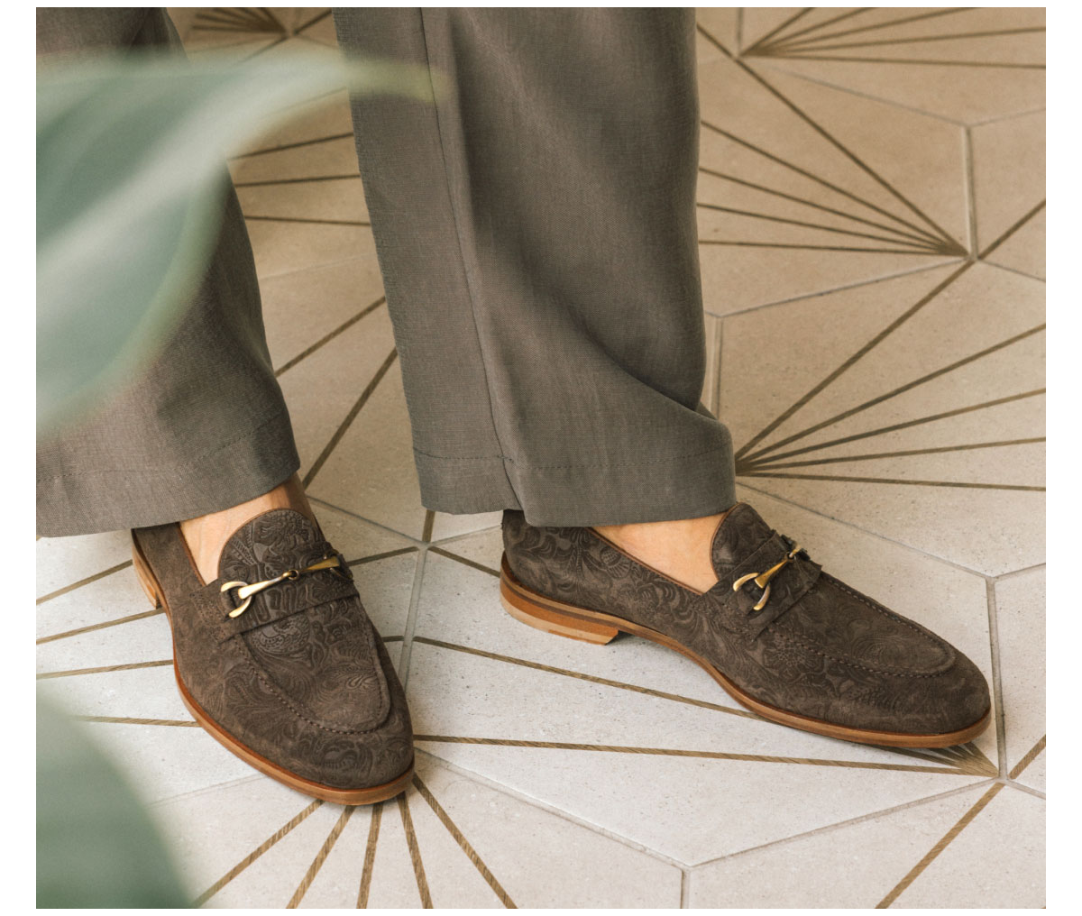 The Russell Loafer in Chocolate Floral Suede