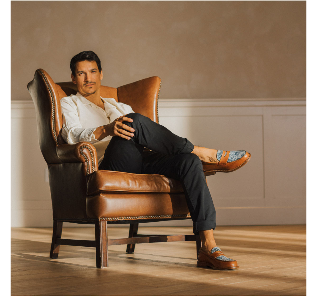 The Jack Loafer in Washed Denim Floral