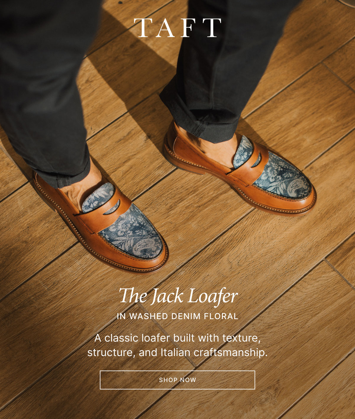 TAFT | The Jack Loafer in Washed Denim Floral