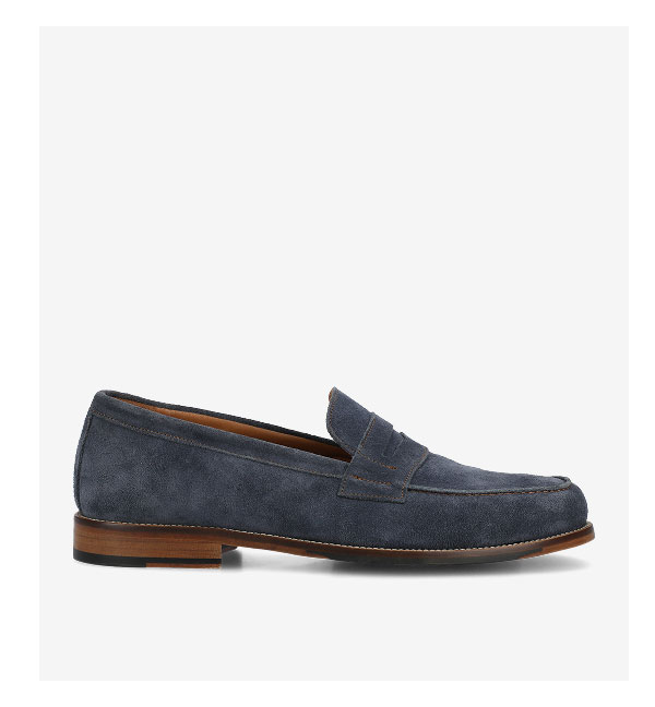 The Sterling Penny Loafer in Washed Blue Suede