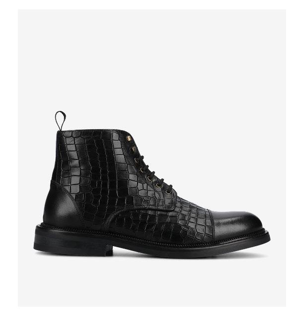 The Rome Boot in Black Croco