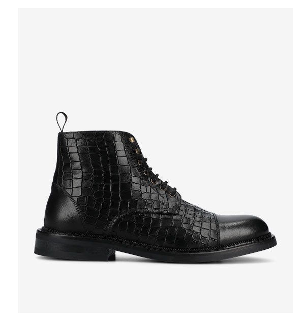 The Rome Boot in Black Croco