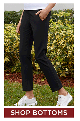 Woman in black ankle pants