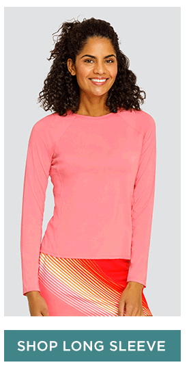 Woman in pink long sleeve top